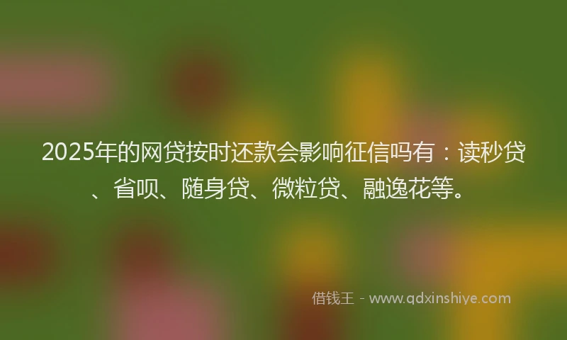 2025年的网贷按时还款会影响征信吗有：读秒贷、省呗、随身贷、微粒贷、融逸花等。