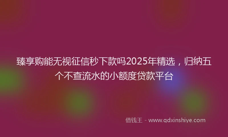 臻享购能无视征信秒下款吗2025年精选，归纳五个不查流水的小额度贷款平台