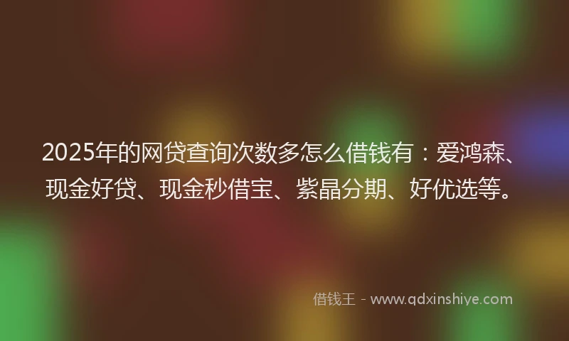 2025年的网贷查询次数多怎么借钱有：爱鸿森、现金好贷、现金秒借宝、紫晶分期、好优选等。