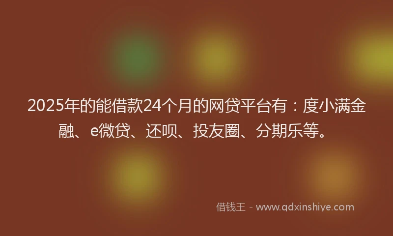 2025年的能借款24个月的网贷平台有：度小满金融、e微贷、还呗、投友圈、分期乐等。
