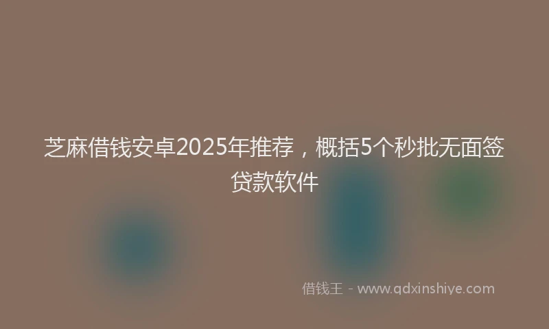 芝麻借钱安卓2025年推荐，概括5个秒批无面签贷款软件