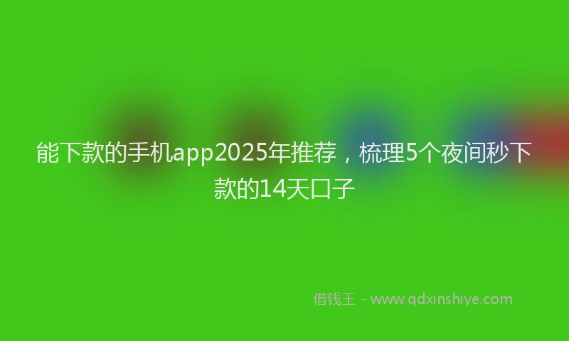 能下款的手机app2025年推荐，梳理5个夜间秒下款的14天口子