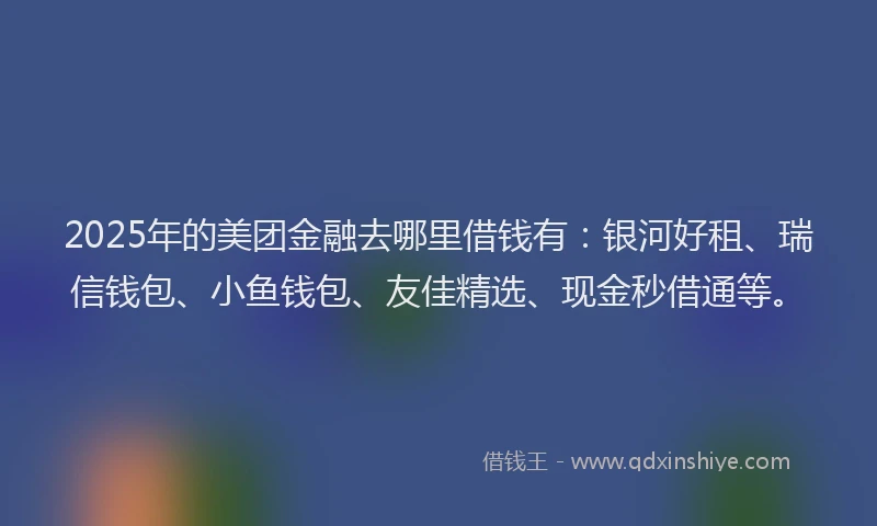 2025年的美团金融去哪里借钱有：银河好租、瑞信钱包、小鱼钱包、友佳精选、现金秒借通等。