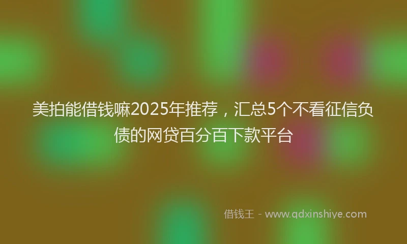 美拍能借钱嘛2025年推荐，汇总5个不看征信负债的网贷百分百下款平台