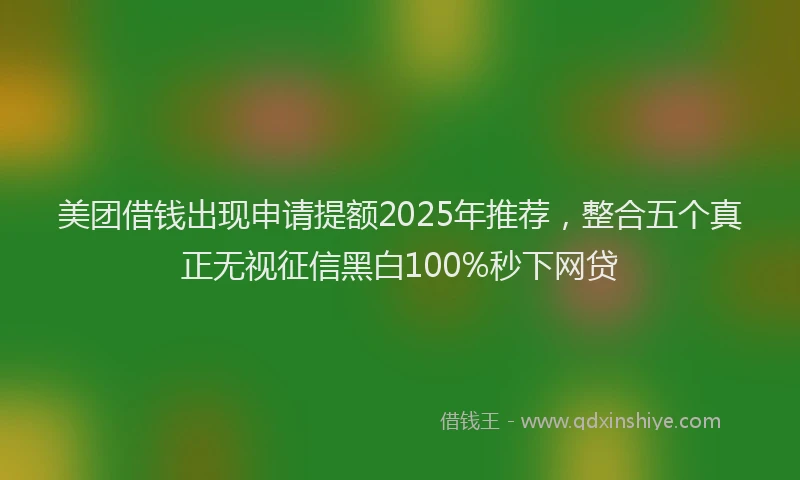 美团借钱出现申请提额2025年推荐，整合五个真正无视征信黑白100%秒下网贷