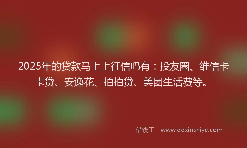 2025年的贷款马上上征信吗有：投友圈、维信卡卡贷、安逸花、拍拍贷、美团生活费等。