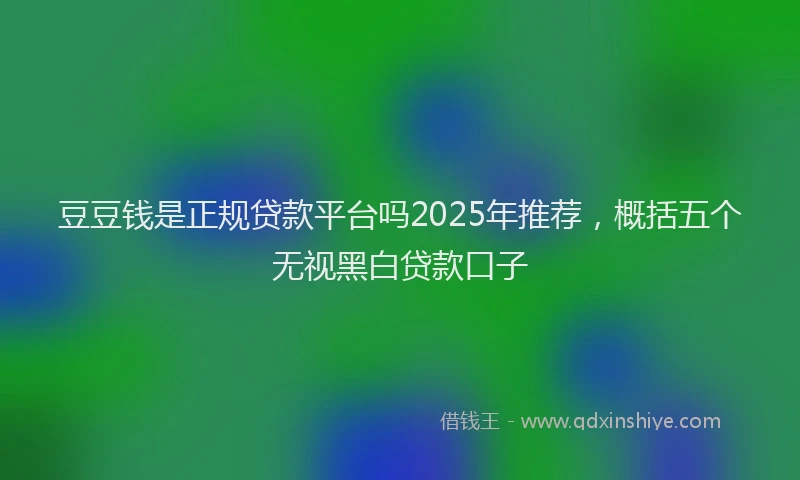 豆豆钱是正规贷款平台吗2025年推荐，概括五个无视黑白贷款口子