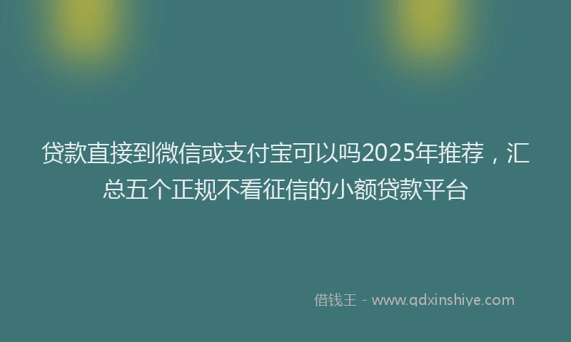 贷款直接到微信或支付宝可以吗2025年推荐，汇总五个正规不看征信的小额贷款平台