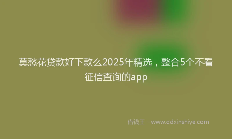莫愁花贷款好下款么2025年精选，整合5个不看征信查询的app