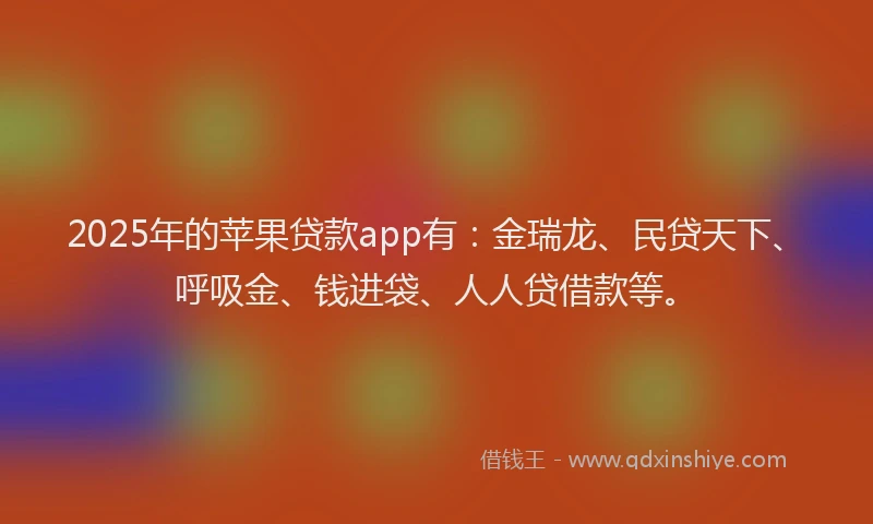 2025年的苹果贷款app有：金瑞龙、民贷天下、呼吸金、钱进袋、人人贷借款等。