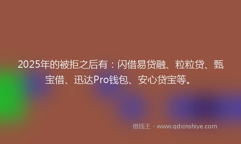 2025年的被拒之后有：闪借易贷融、粒粒贷、甄宝借、迅达Pro钱包、安心贷宝等。