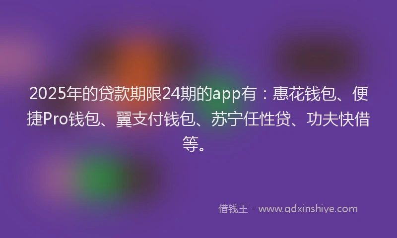 2025年的贷款期限24期的app有：惠花钱包、便捷Pro钱包、翼支付钱包、苏宁任性贷、功夫快借等。