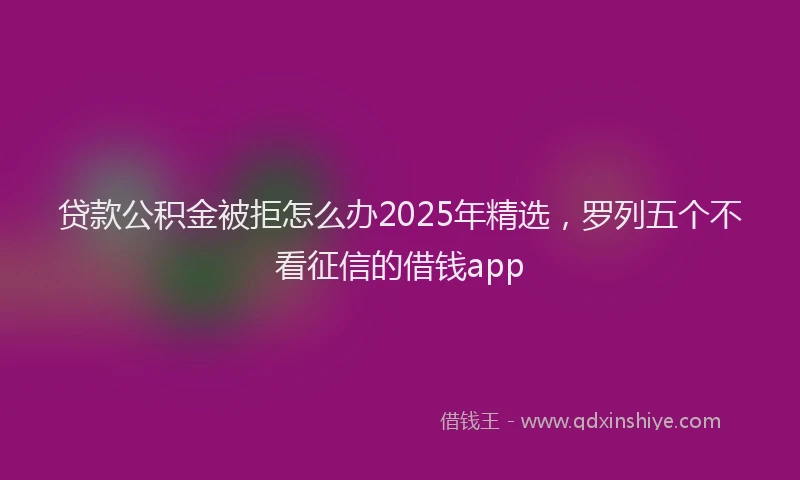 贷款公积金被拒怎么办2025年精选，罗列五个不看征信的借钱app