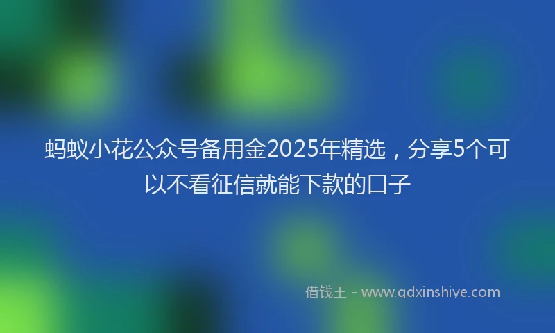 蚂蚁小花公众号备用金2025年精选，分享5个可以不看征信就能下款的口子