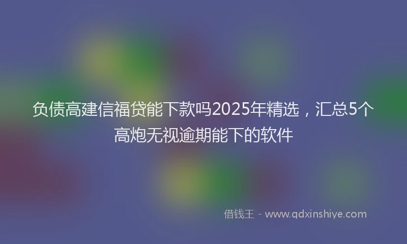 负债高建信福贷能下款吗2025年精选，汇总5个高炮无视逾期能下的软件