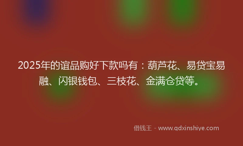 2025年的谊品购好下款吗有：葫芦花、易贷宝易融、闪银钱包、三枝花、金满仓贷等。