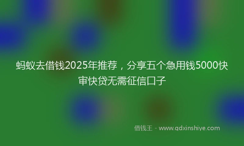 蚂蚁去借钱2025年推荐，分享五个急用钱5000快审快贷无需征信口子