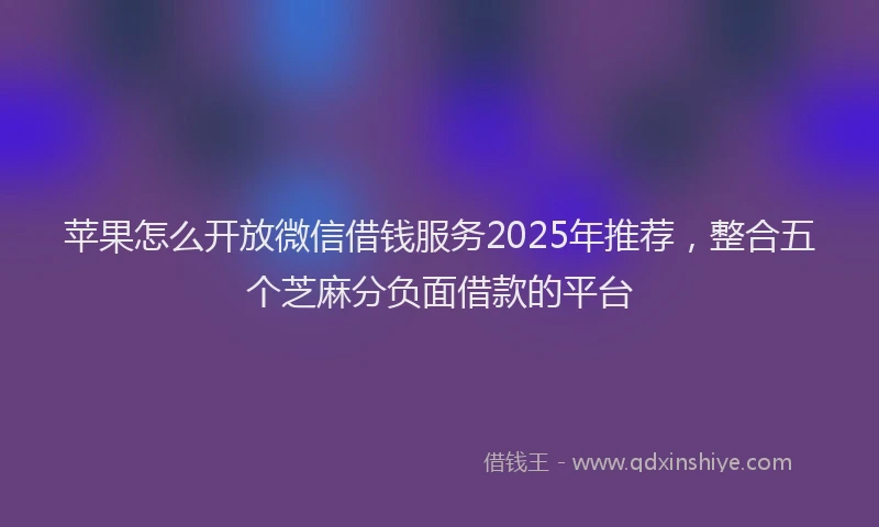 苹果怎么开放微信借钱服务2025年推荐，整合五个芝麻分负面借款的平台