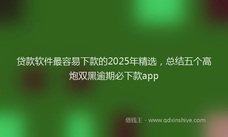 贷款软件最容易下款的2025年精选，总结五个高炮双黑逾期必下款app
