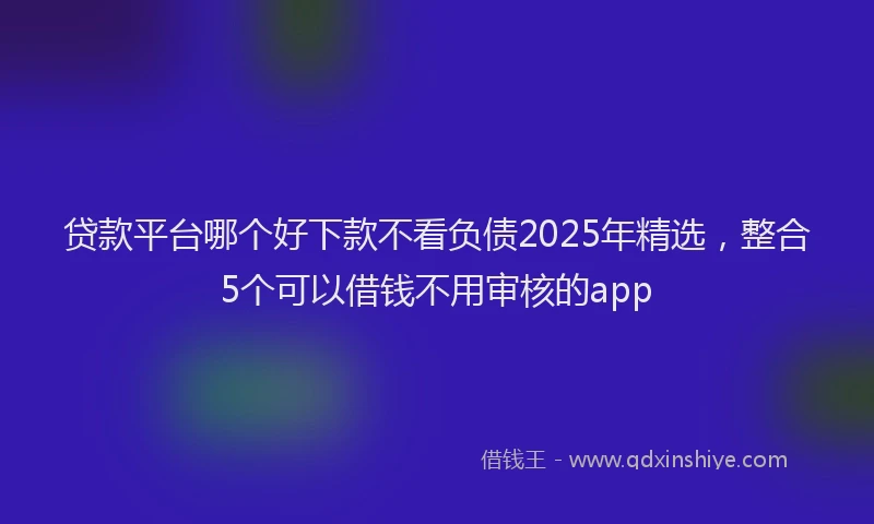 贷款平台哪个好下款不看负债2025年精选，整合5个可以借钱不用审核的app
