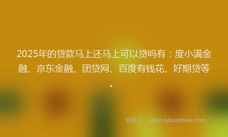 2025年的贷款马上还马上可以贷吗有：度小满金融、京东金融、团贷网、百度有钱花、好期贷等。