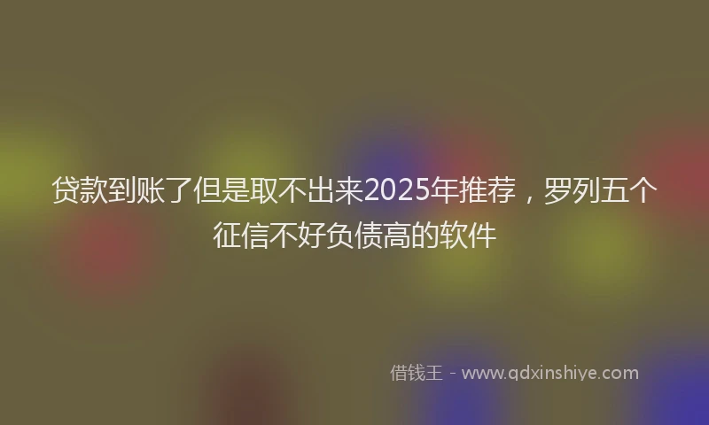 贷款到账了但是取不出来2025年推荐，罗列五个征信不好负债高的软件