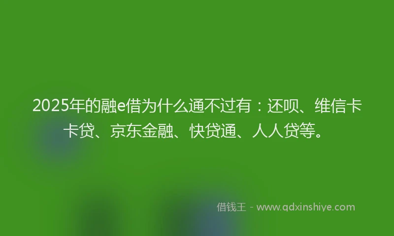 2025年的融e借为什么通不过有：还呗、维信卡卡贷、京东金融、快贷通、人人贷等。