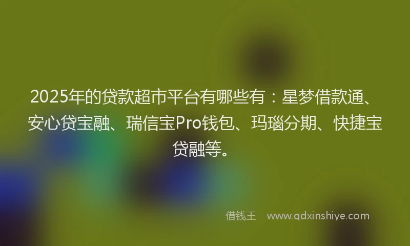 2025年的贷款超市平台有哪些有：星梦借款通、安心贷宝融、瑞信宝Pro钱包、玛瑙分期、快捷宝贷融等。