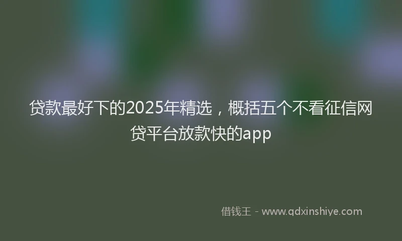 贷款最好下的2025年精选，概括五个不看征信网贷平台放款快的app