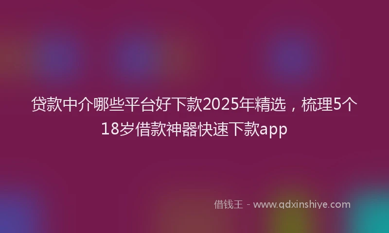 贷款中介哪些平台好下款2025年精选，梳理5个18岁借款神器快速下款app