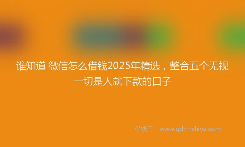 谁知道 微信怎么借钱2025年精选，整合五个无视一切是人就下款的口子