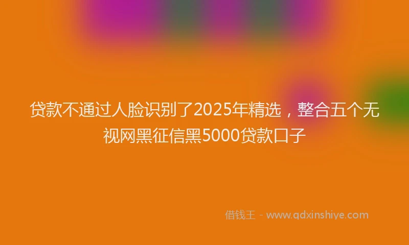 贷款不通过人脸识别了2025年精选，整合五个无视网黑征信黑5000贷款口子
