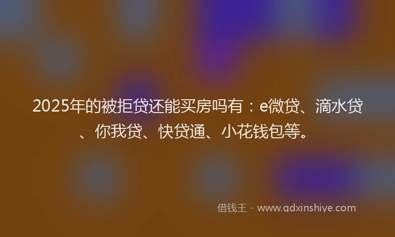2025年的被拒贷还能买房吗有：e微贷、滴水贷、你我贷、快贷通、小花钱包等。