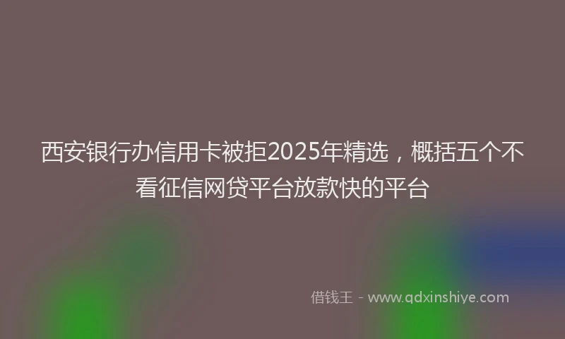 西安银行办信用卡被拒2025年精选，概括五个不看征信网贷平台放款快的平台