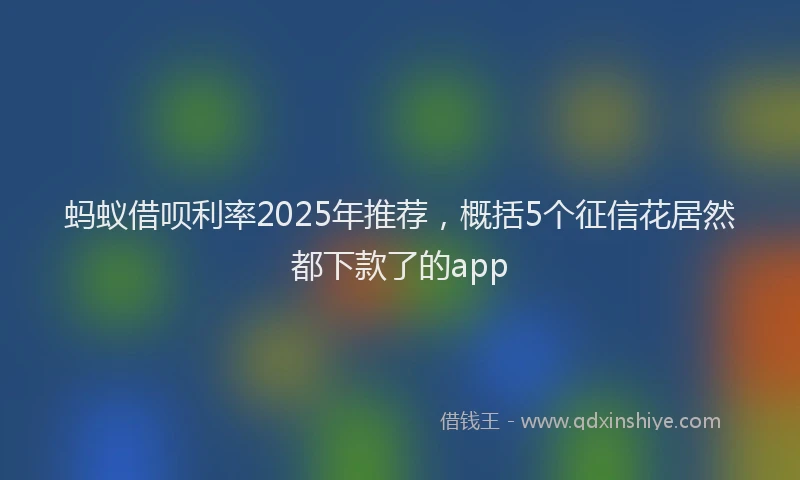 蚂蚁借呗利率2025年推荐，概括5个征信花居然都下款了的app