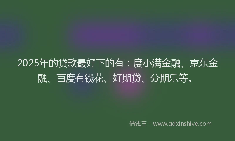 2025年的贷款最好下的有：度小满金融、京东金融、百度有钱花、好期贷、分期乐等。