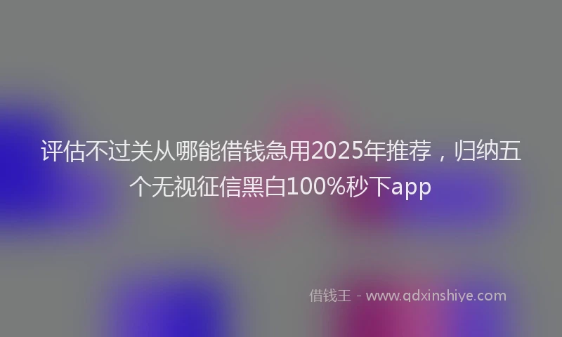 评估不过关从哪能借钱急用2025年推荐，归纳五个无视征信黑白100%秒下app