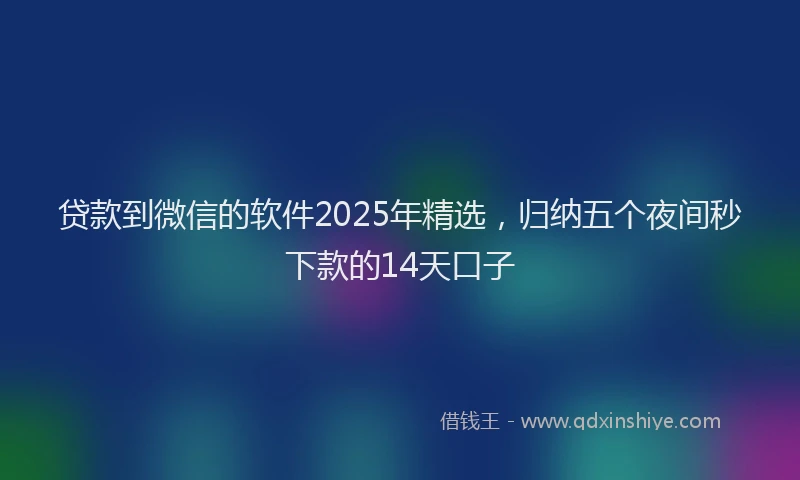 贷款到微信的软件2025年精选，归纳五个夜间秒下款的14天口子
