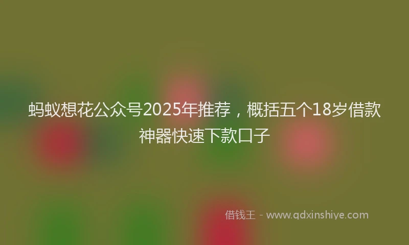 蚂蚁想花公众号2025年推荐，概括五个18岁借款神器快速下款口子