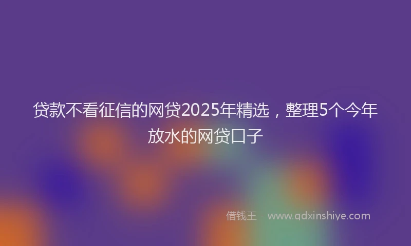 贷款不看征信的网贷2025年精选，整理5个今年放水的网贷口子