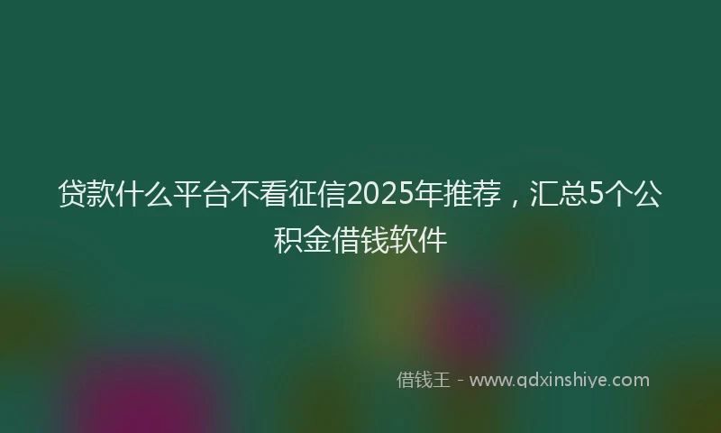 贷款什么平台不看征信2025年推荐，汇总5个公积金借钱软件