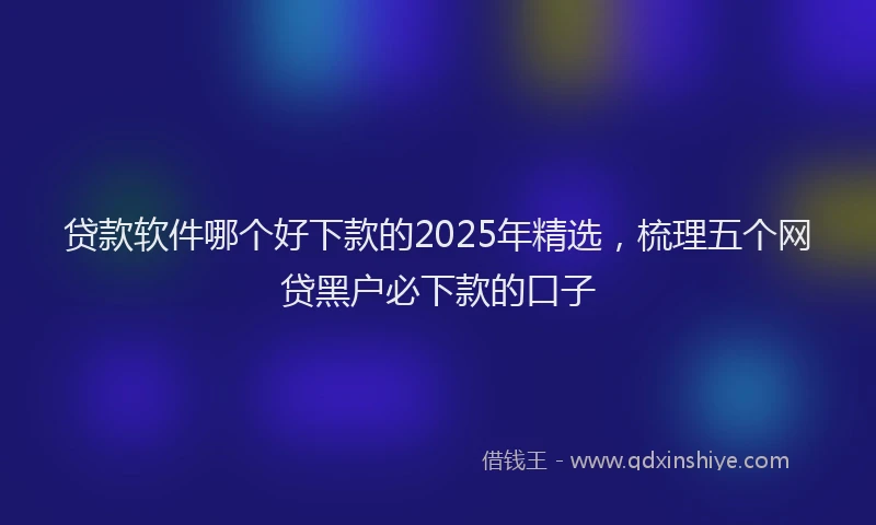 贷款软件哪个好下款的2025年精选，梳理五个网贷黑户必下款的口子