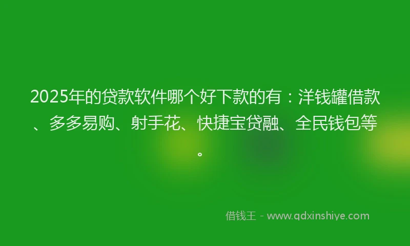 2025年的贷款软件哪个好下款的有：洋钱罐借款、多多易购、射手花、快捷宝贷融、全民钱包等。