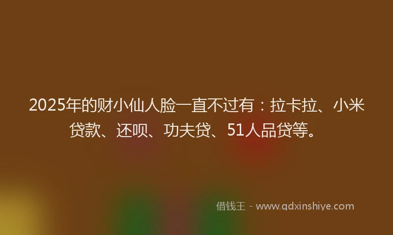 2025年的财小仙人脸一直不过有：拉卡拉、小米贷款、还呗、功夫贷、51人品贷等。