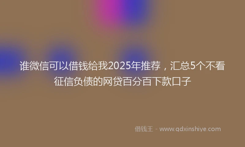 谁微信可以借钱给我2025年推荐，汇总5个不看征信负债的网贷百分百下款口子