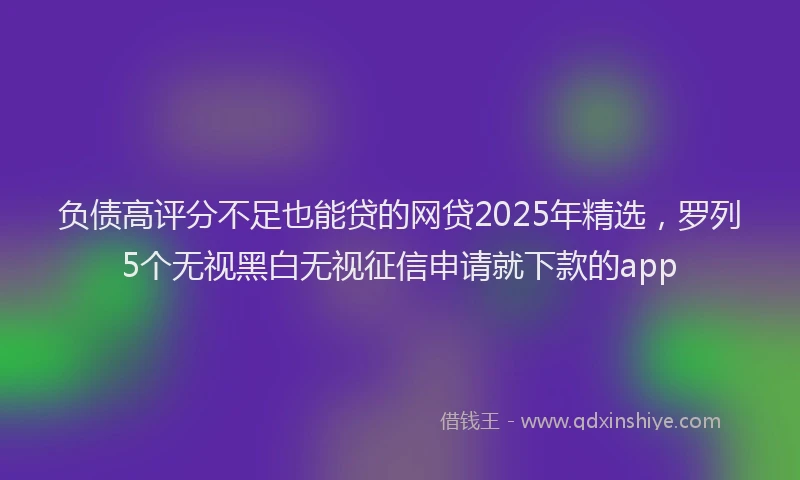 负债高评分不足也能贷的网贷2025年精选，罗列5个无视黑白无视征信申请就下款的app