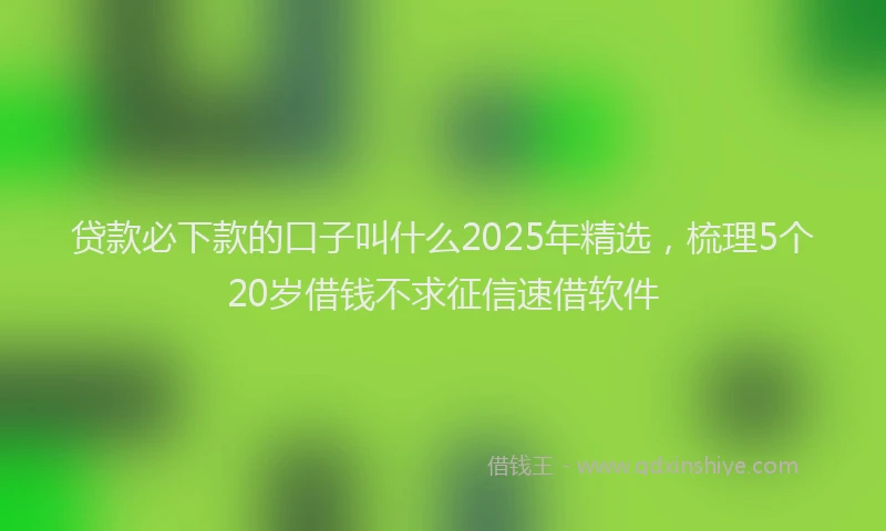 贷款必下款的口子叫什么2025年精选，梳理5个20岁借钱不求征信速借软件