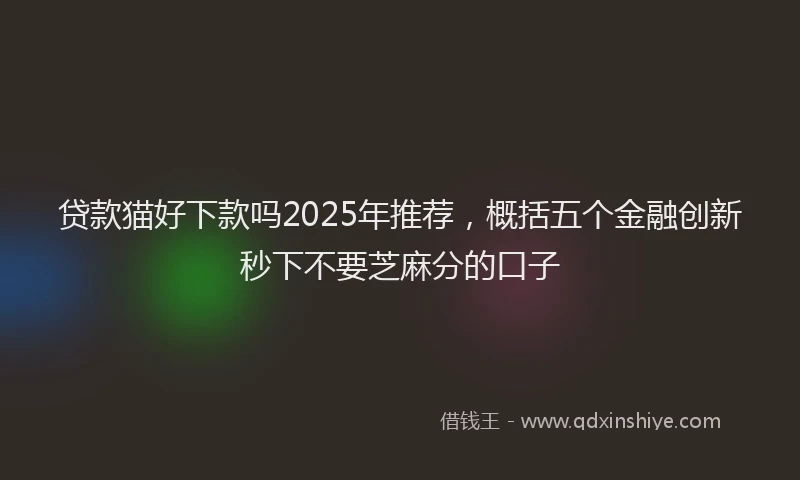 贷款猫好下款吗2025年推荐，概括五个金融创新秒下不要芝麻分的口子