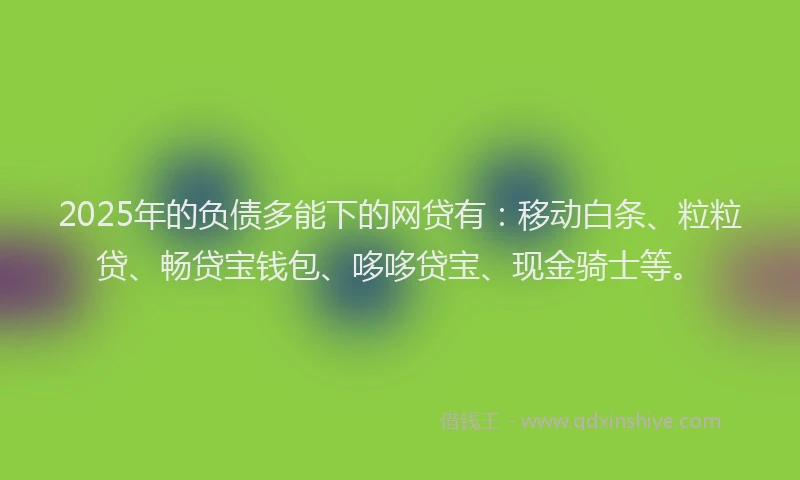 2025年的负债多能下的网贷有：移动白条、粒粒贷、畅贷宝钱包、哆哆贷宝、现金骑士等。