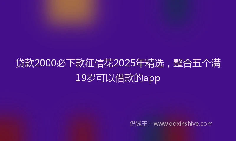 贷款2000必下款征信花2025年精选，整合五个满19岁可以借款的app